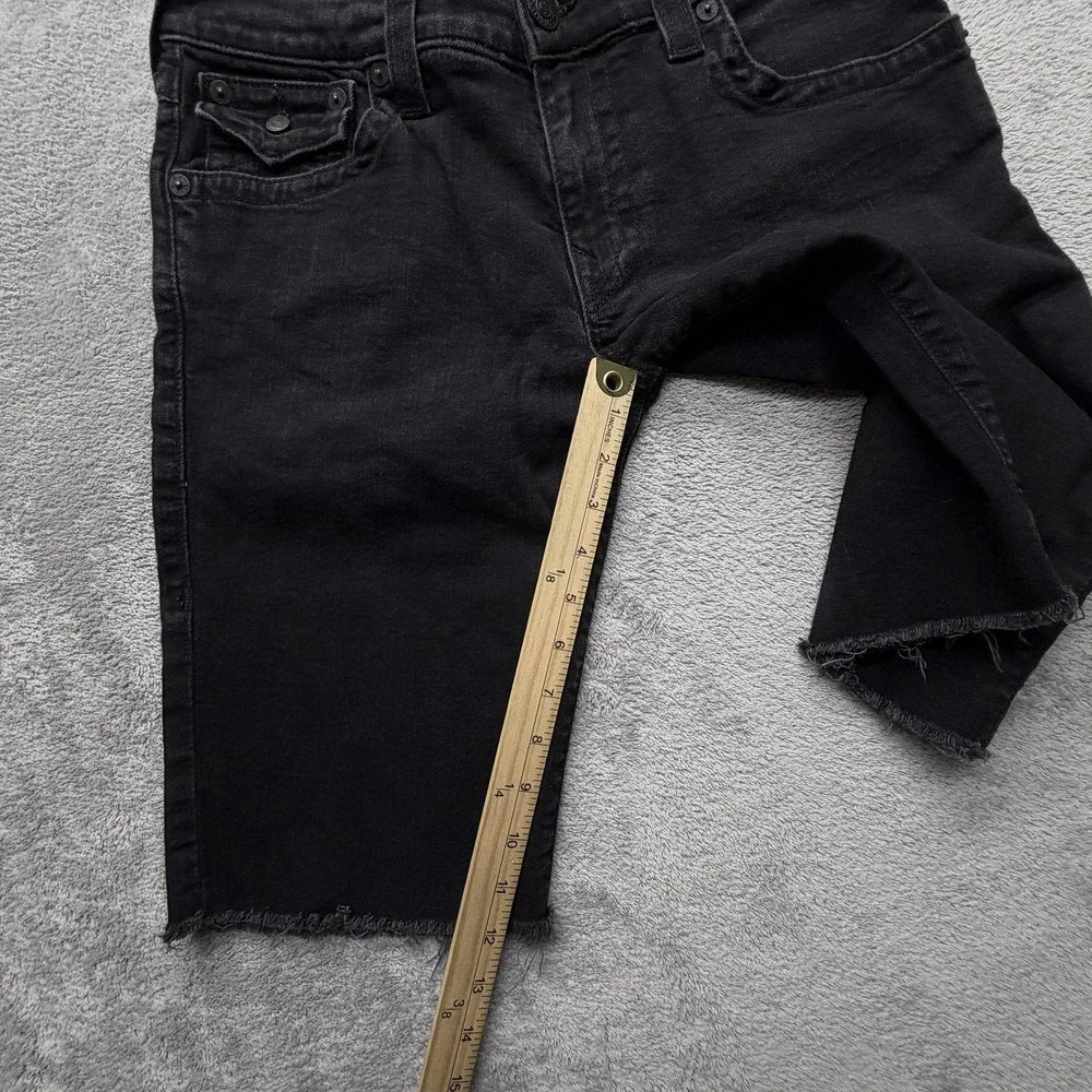 True Religion‎ Shorts Mens Measured 32x12 Black Denim Bermuda Stretch Pockets